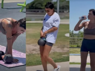 Entre mancuernas y balas, el fitness de Mayra mientras Quilmes se desarma